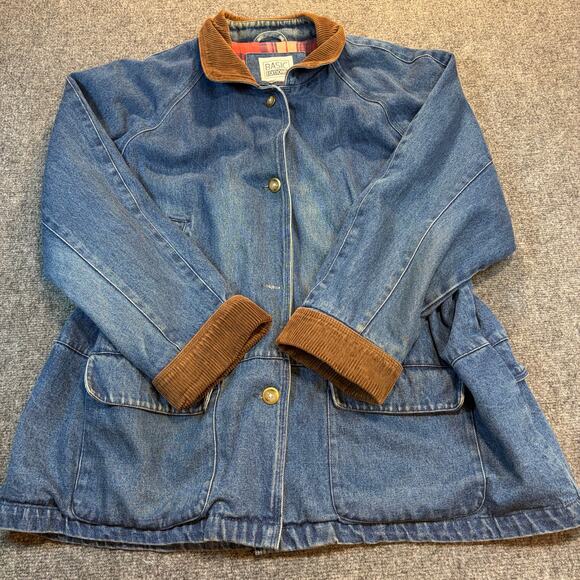 Basic Editions Jackets & Blazers - Vintage Basic Editions Womens XL Denim Flannel Lined Barn Jacket Chore Coat